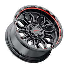 Cargar imagen en el visor de la galería, Weld Off-Road W140 20X10 Flare 6X135 6X139.7 ET-18 BS4.75 Gloss Black MIL Red 106.1