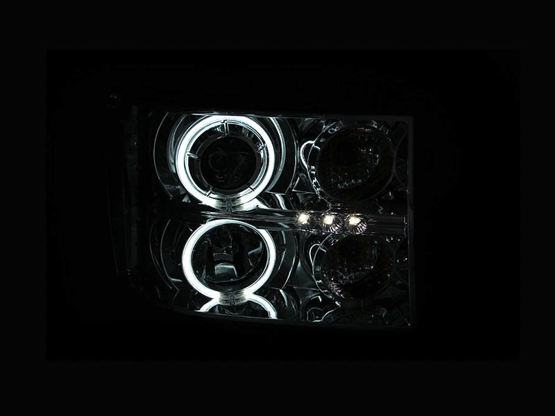 ANZO 2007-2013 Gmc Sierra 1500 Projector Headlights w/ Halo Chrome