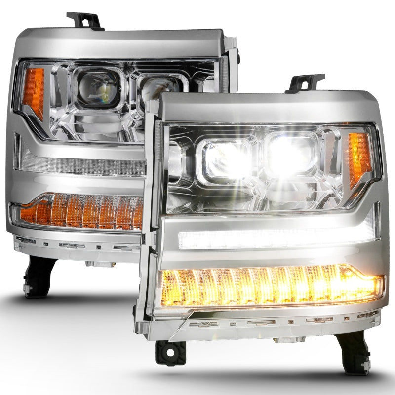 ANZO 14-15 GMC Sierra 1500/2500HD/3500HD Plank Style Projector Headlight - Chrome Housing