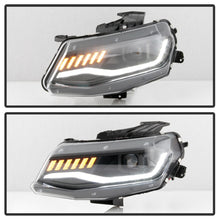 Cargar imagen en el visor de la galería, Spyder Chevy Camaro 16-18 Halogen Model Projector Headlights Black PRO-YD-CCAM16HALSI-SEQ-BK