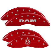 Cargar imagen en el visor de la galería, MGP 4 Caliper Covers Engraved Front RAM Engraved Rear RAMHEAD Red finish silver ch