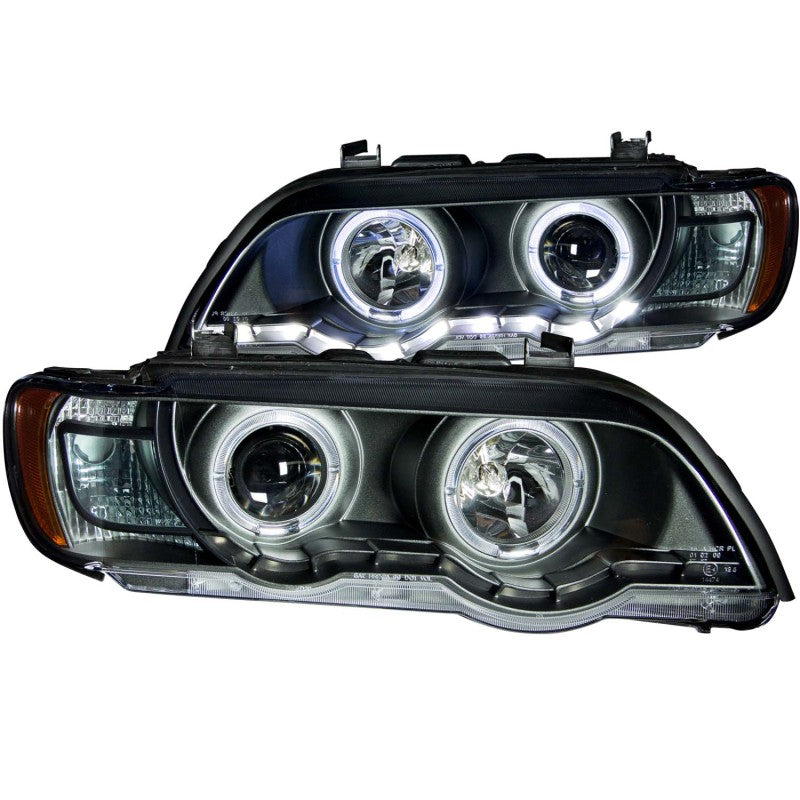 ANZO 2000-2003 BMW X5 Projector Headlights w/ Halo Black