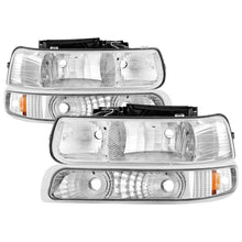 Cargar imagen en el visor de la galería, Xtune Chevy TahOE 00-06 Amber Crystal Headlights w/ Bumper Lights Chrome HD-JH-CSIL99-SET-AM-C