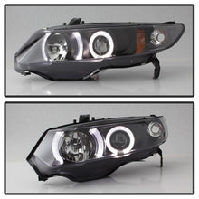 Cargar imagen en el visor de la galería, Spyder Honda Civic 06-08 2Dr Projector Headlights LED Halo Black High H1 Low H1 PRO-YD-HC06-2D-HL-BK