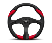 Cargar imagen en el visor de la galería, Momo Quark Steering Wheel 350 mm - Black Poly/Black Spokes/Red Inserts