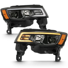 Cargar imagen en el visor de la galería, ANZO 2017-2018 Jeep Grand Cherokee Projector Headlights w/ Plank Style Switchback - Black w/ Amber