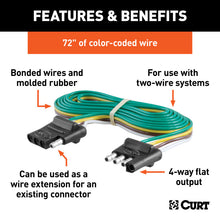 Cargar imagen en el visor de la galería, Curt 4-Way Flat Connector Plug &amp; Socket w/72in Wires