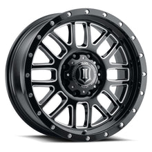 Cargar imagen en el visor de la galería, ICON Alpha 20x9 8x6.5in 19mm Offset 5.75in BS Gloss Black Milled Spokes Wheel