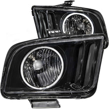 Cargar imagen en el visor de la galería, ANZO 2005-2009 Ford Mustang Crystal Headlights w/ Halo Black (CCFL)