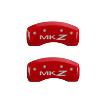 Cargar imagen en el visor de la galería, MGP 4 Caliper Covers Engraved Front Lincoln Engraved Rear MKZ Red finish silver ch