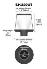 Cargar imagen en el visor de la galería, K&amp;N 2in Base OD x .375in Flange ID x 1.75in H Rubber Base Crankcase Vent Filter - White