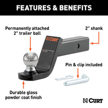 Cargar imagen en el visor de la galería, Curt Fusion Ball Mount w/2in Ball (2in Shank 7500lbs 4in Drop)