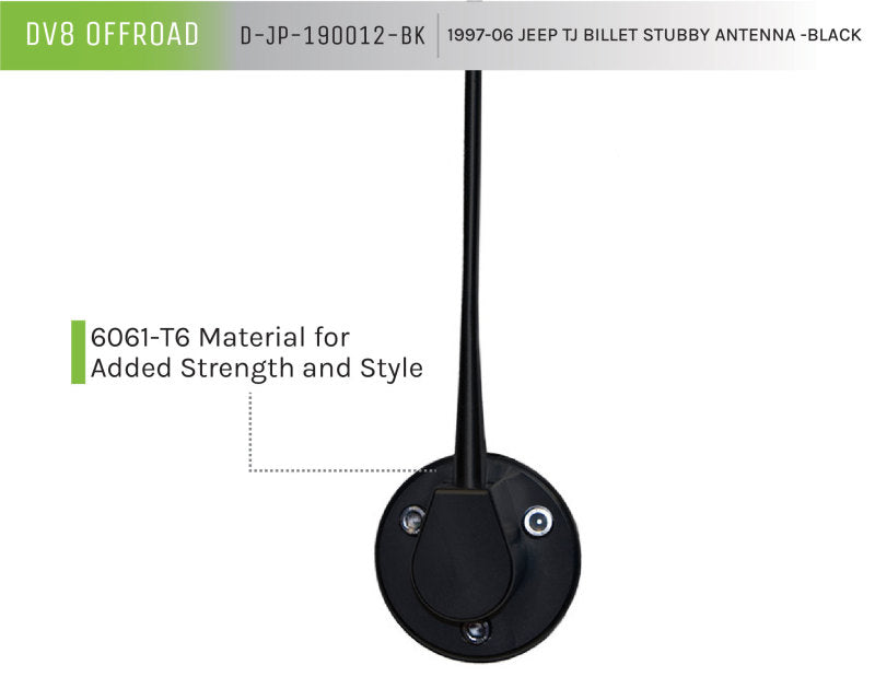 DV8 Offroad 1997-06 Jeep TJ Billet Antenna-Black