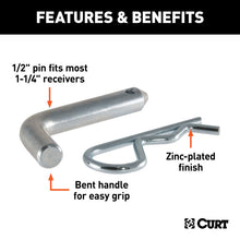 Cargar imagen en el visor de la galería, Curt 1/2in Hitch Pin (1-1/4in Receiver Zinc Packaged)