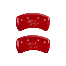 Load image into Gallery viewer, MGP 4 Caliper Covers Engraved Front Cursive/Challenger Engraved Rear RT Red finish silver ch