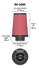 Cargar imagen en el visor de la galería, K&amp;N Universal Chrome Filter 1 15/16 inch FLG / 3 inch Base / 2 inch Top / 3 inch Height