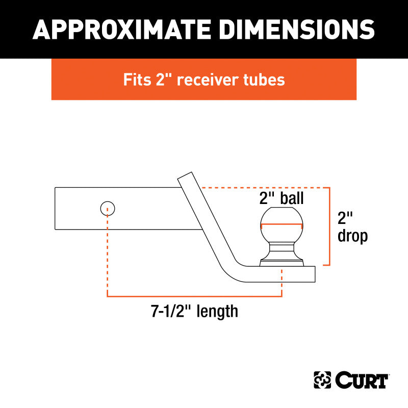 Curt Fusion Ball Mount w/2in Ball (2in Shank 7500lbs 2in Drop)