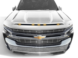 AVS 19-22 Chevy Silverado 1500 (Excl. ZR2/LT TB) Aeroskin Low Pro Hood Shield w/ Lights - Summit Wht