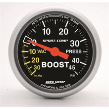 Cargar imagen en el visor de la galería, Autometer Sport-Comp 52mm 45 PSI Mechanical Boost Gauge