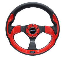 Cargar imagen en el visor de la galería, NRG Reinforced Steering Wheel (320mm) Blk w/Red Trim &amp; 5mm 3-Spoke