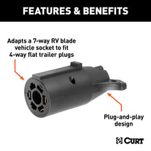 Load image into Gallery viewer, Curt Electrical Adapter (7-Way RV Blade Vehicle to 4-Flat Trailer Packaged)