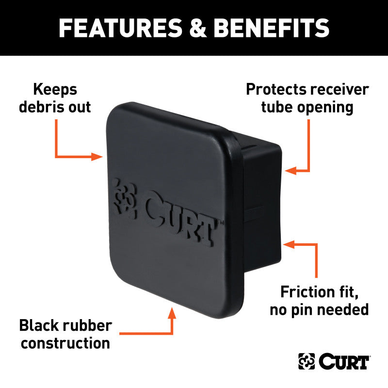 Curt 2in Rubber Hitch Tube Cover (Packaged)