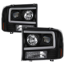 Load image into Gallery viewer, Spyder 99-04 Ford F250 Super Duty Projector Headlights - Light Bar - Black PRO-YD-FF25099V2-LB-BK