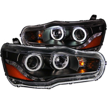 Cargar imagen en el visor de la galería, ANZO 2008-2015 Mitsubishi Lancer Projector Headlights w/ Halo Black (CCFL)