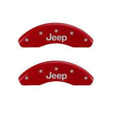 Cargar imagen en el visor de la galería, MGP 4 Caliper Covers Engraved Front &amp; Rear JEEP Red finish silver ch