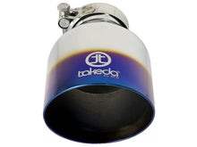 Cargar imagen en el visor de la galería, aFe Takeda 304 Stainless Steel Clamp-On Exhaust Tip 2.5in. Inlet / 4.5in. Outlet - Blue Flame