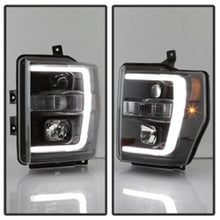 Load image into Gallery viewer, Spyder 08-10 Ford F-250 Projector Headlights V2 - Light Bar DRL LED - Black PRO-YD-FS08V2-LB-BK