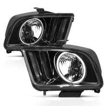 Cargar imagen en el visor de la galería, ANZO 2005-2009 Ford Mustang Crystal Headlights w/ Halo Black (CCFL)