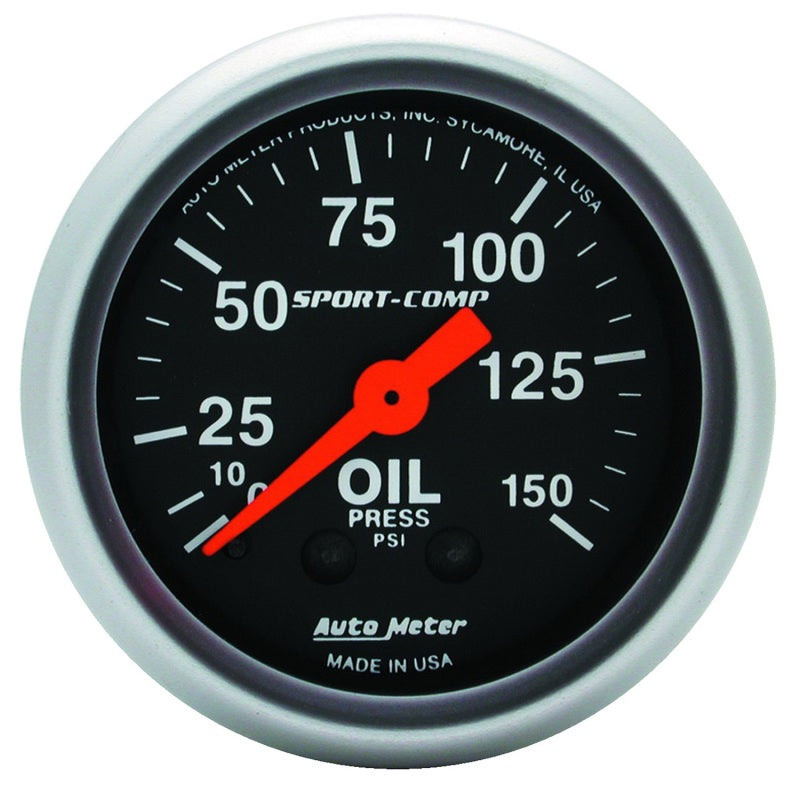 Autometer Sport Comp 52mm Mechanical 0-150 PSI Oil Pressure Gauge