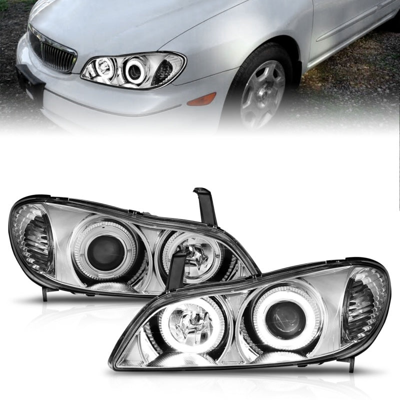 ANZO 2000-2004 Infiniti I30 Projector Headlights w/ Halo Chrome