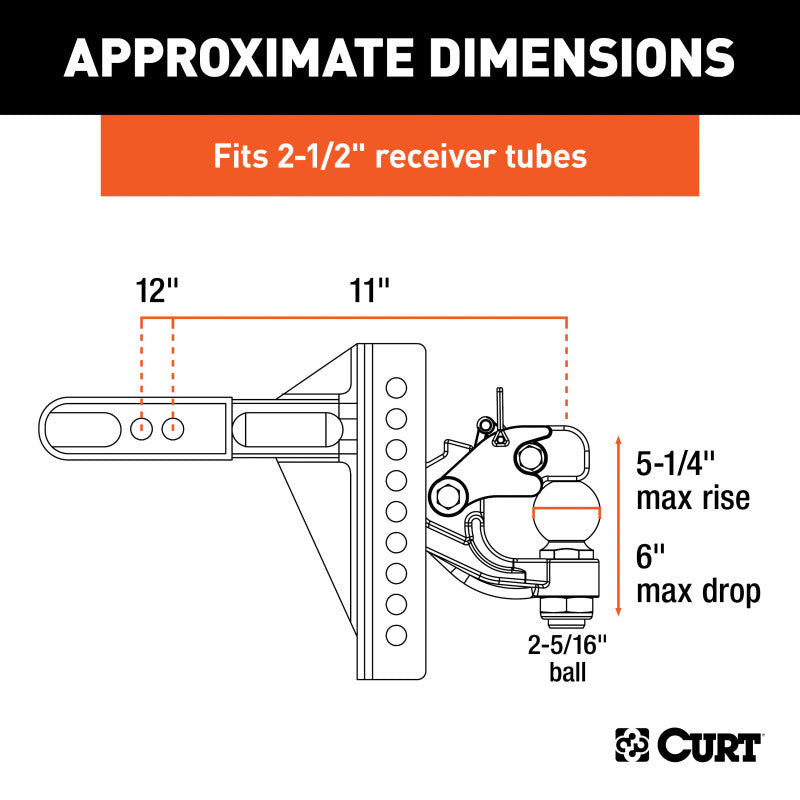 Curt Adjustable Channel Mount w/2-5/16in Ball & Pintle (2-1/2in Shank 20000lbs)