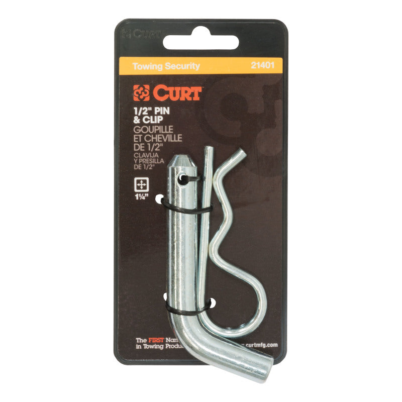 Curt 1/2in Hitch Pin (1-1/4in Receiver Zinc Packaged)