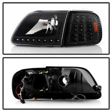 Cargar imagen en el visor de la galería, Xtune Ford F150 97-03 Crystal Headlights w/ Clear LED Corners Black HD-ON-FF15097-LED-SET-BK