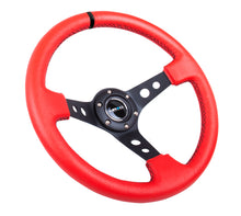 Cargar imagen en el visor de la galería, NRG Reinforced Steering Wheel (350mm / 3in. Deep) Red Suede w/Blk Circle Cutout Spokes