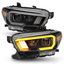 Cargar imagen en el visor de la galería, ANZO 2016-2017 Toyota Tacoma Projector Headlights w/ Plank Style Switchback Black w/ Amber w/ DRL