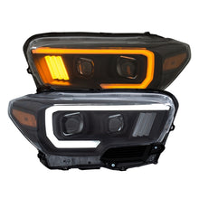 Cargar imagen en el visor de la galería, ANZO 2016-2017 Toyota Tacoma Projector Headlights w/ Plank Style Switchback Black w/ Amber w/ DRL