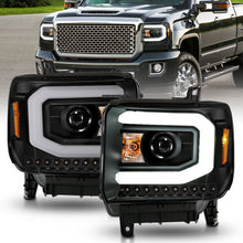 Cargar imagen en el visor de la galería, ANZO 2014-2015 GMC Sierra 1500 Projector Headlights w/ Light Bar Black Housing (Halogen Type)