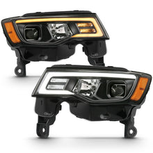 Cargar imagen en el visor de la galería, ANZO 2017-2018 Jeep Grand Cherokee Projector Headlights w/ Plank Style Switchback - Black w/ Amber