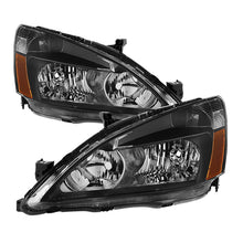 Cargar imagen en el visor de la galería, Xtune Honda Accord 03-07 Amber Crystal Headlights Black HD-JH-HA03-AM-BK