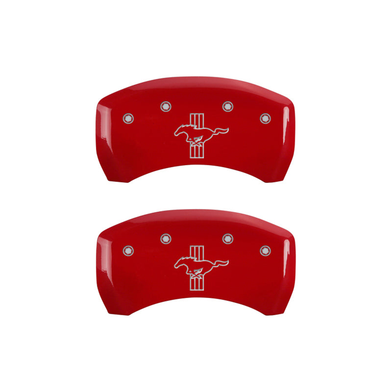 MGP 4 Caliper Covers Engraved Front Mustang Engraved Rear S197/Bar & Pony Red finish silver ch