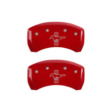 Cargar imagen en el visor de la galería, MGP 4 Caliper Covers Engraved Front Mustang Engraved Rear S197/Bar &amp; Pony Red finish silver ch