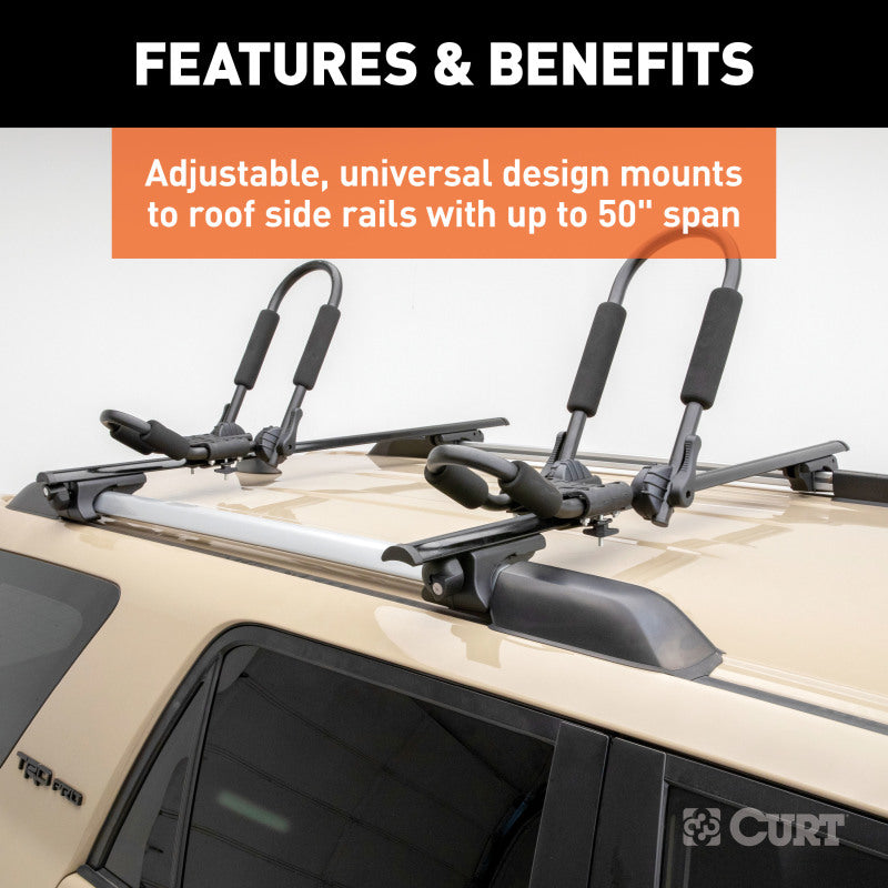 Curt 53-3/8in Aluminum Universal Roof Rack Crossbars