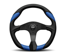 Momo Quark Steering Wheel 350 mm - Black Poly/Black Spokes/Blue Inserts