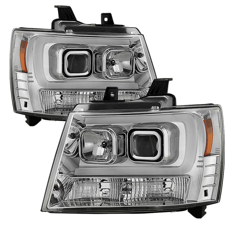 Spyder 07-14 Chevy Suburban/1500/2500/Tahoe V2 Projector Headlights Chrome PRO-YD-CSUB07V2-DRL-C