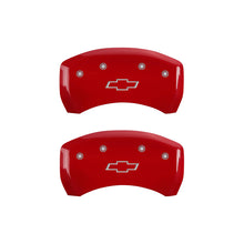 Cargar imagen en el visor de la galería, MGP 4 Caliper Covers Engraved Front &amp; Rear Bowtie Red finish silver ch