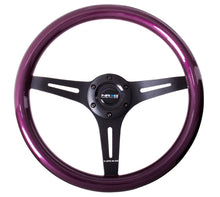 Cargar imagen en el visor de la galería, NRG Classic Wood Grain Steering Wheel (350mm) Purple Pearl/Flake Paint w/Black 3-Spoke Center